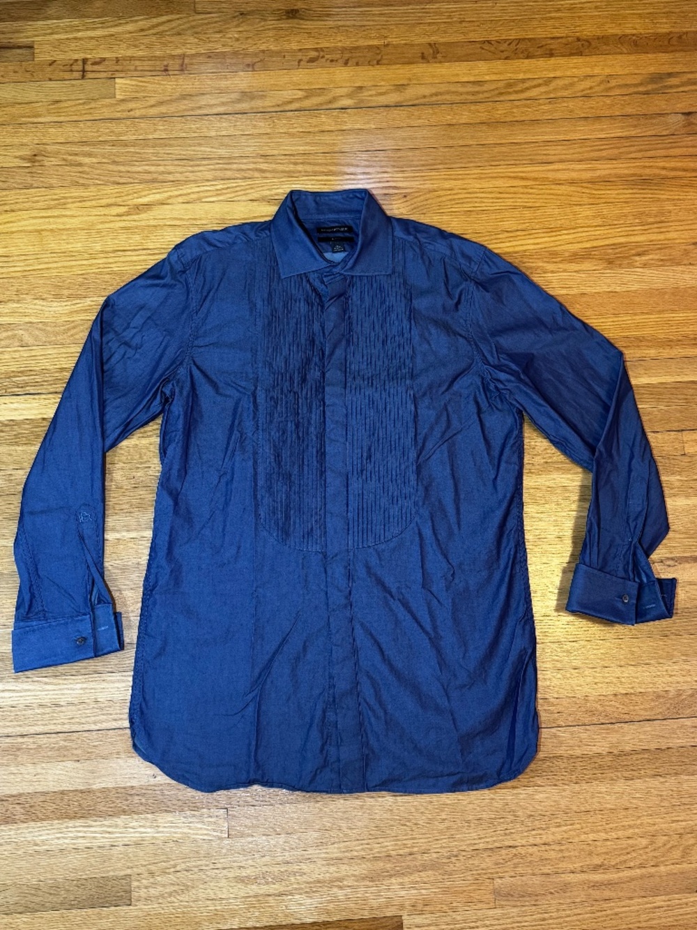 Banana Republic Dark Blue Chambray Slim Fit Tuxedo Shirt with French Cuffs LT